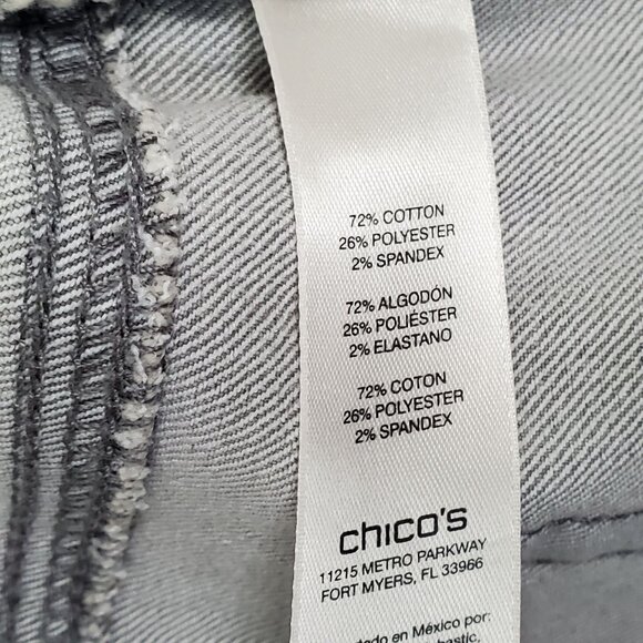 Chico's 2 Size L 12 Jeans Ankle Denim Stretch Mid Rise 5 Pocket - Picture 4 of 8